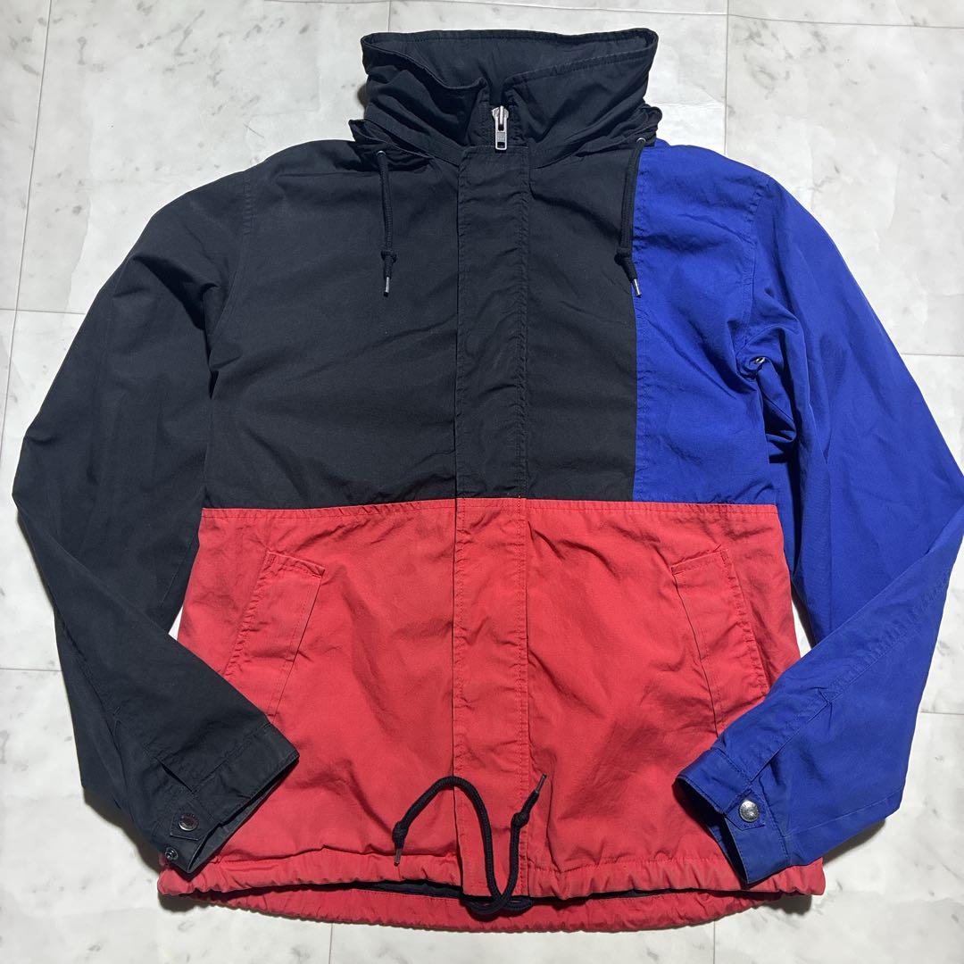 SUPREME ナイロンジャケット　マルチカラー　フード収納　襟ロゴ　赤　青　M