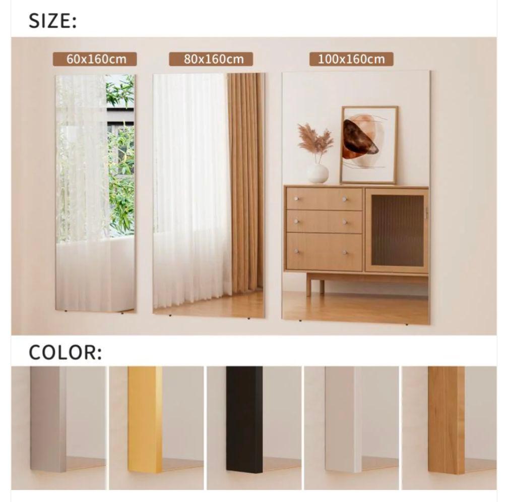 【新品】割れない全身ミラー 80×160cm シルバー 壁掛け＆立て掛け対応