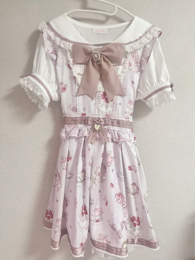 LIZLISA Salon de Fraise柄ワンピース 半袖 ピンク