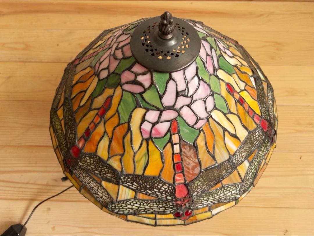 大きめ　ステンドグラス　ランプ　卓上　トンボ　ビンテージ　アンティーク　レトロ