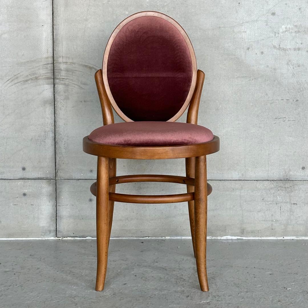 ✦70s★ 昭和興業 丸背チェア｜昭和喫茶 レトロ椅子｜ワインレッド ベロア調