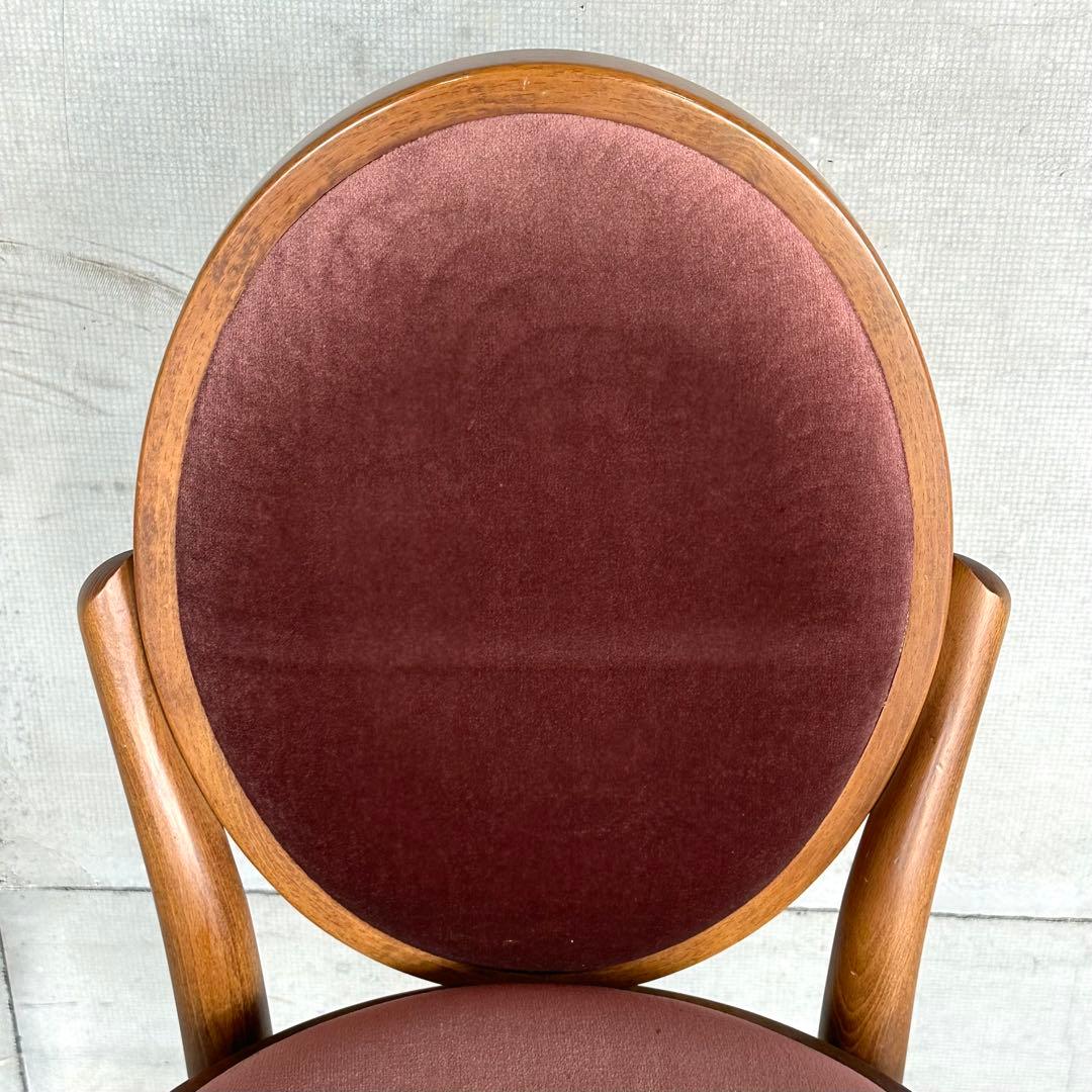 ✦70s★ 昭和興業 丸背チェア｜昭和喫茶 レトロ椅子｜ワインレッド ベロア調