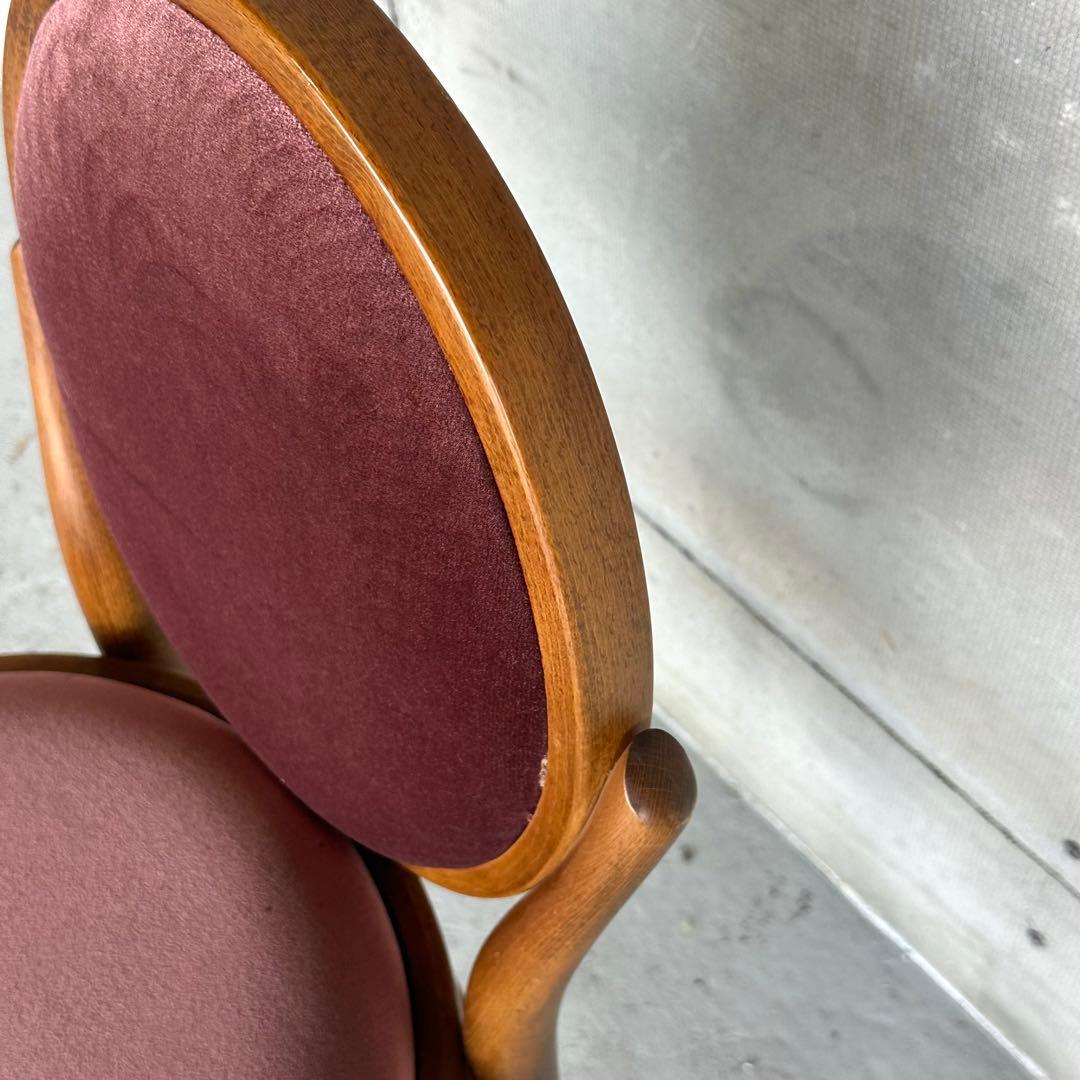 ✦70s★ 昭和興業 丸背チェア｜昭和喫茶 レトロ椅子｜ワインレッド ベロア調