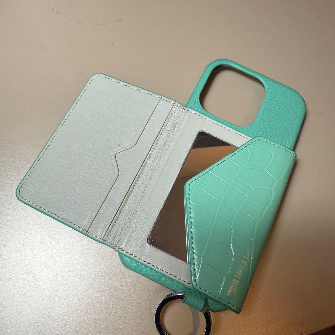 A&S iPhone 16pro ケース ライトブルー ストラップ付き