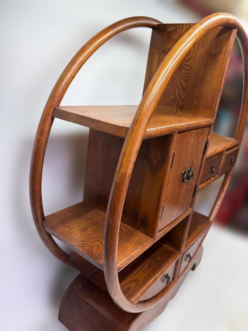 中国家具　円型　飾り棚　丸棚　シノワズリ　和風 01d108