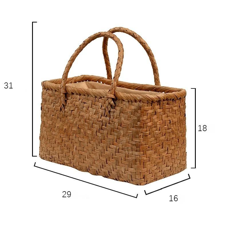 山葡萄 かごバッグ 網代編み 籠 手提げ 内布付き 収納袋 茶箱