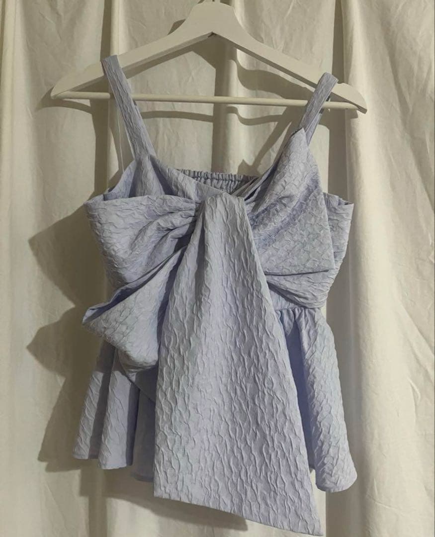 frayid ペプラムリボントップス　ブルー0サイズ