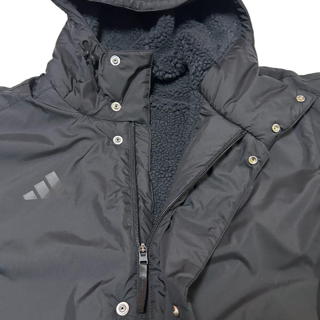 新品　ADIDAS　2XLサイズ　ロング ボアコート　ベンチコート　ブラック