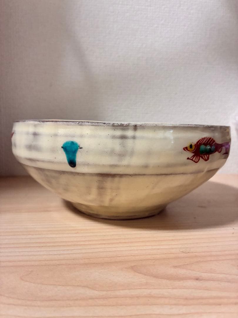 瀧田項一　赤絵鉢　壺屋窯　検）民藝　益子焼　濱田庄司