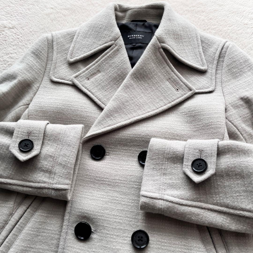 美品✨バーバリーブラックレーベル ピーコート メルトンウール アイボリー