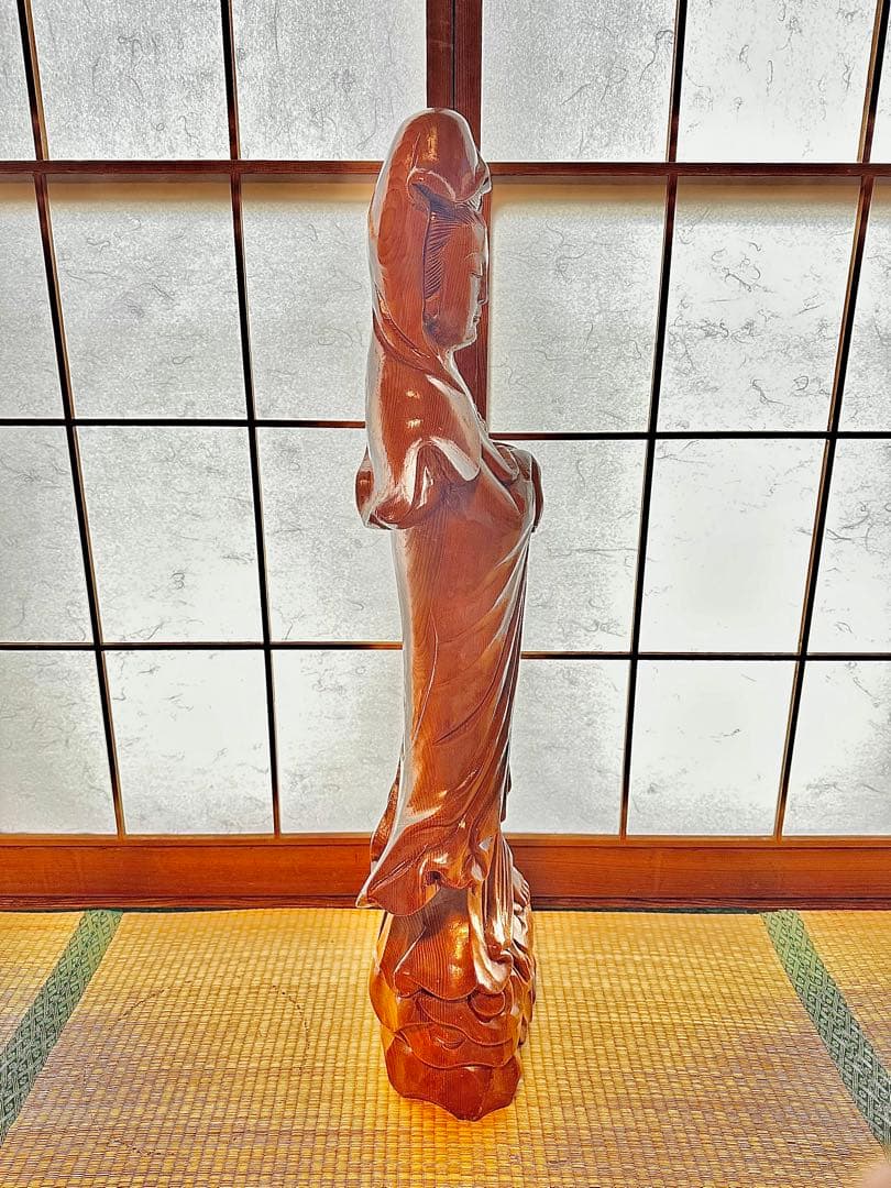 白衣観音 木彫 3尺 仏像 彫刻 コレクター