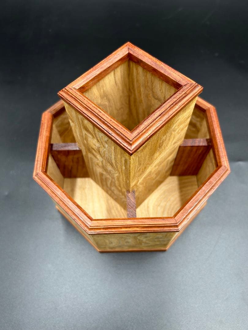 [即購入OK]楡(ニレ)の無垢材　仕切り付きリモコンBOX 新品未使用