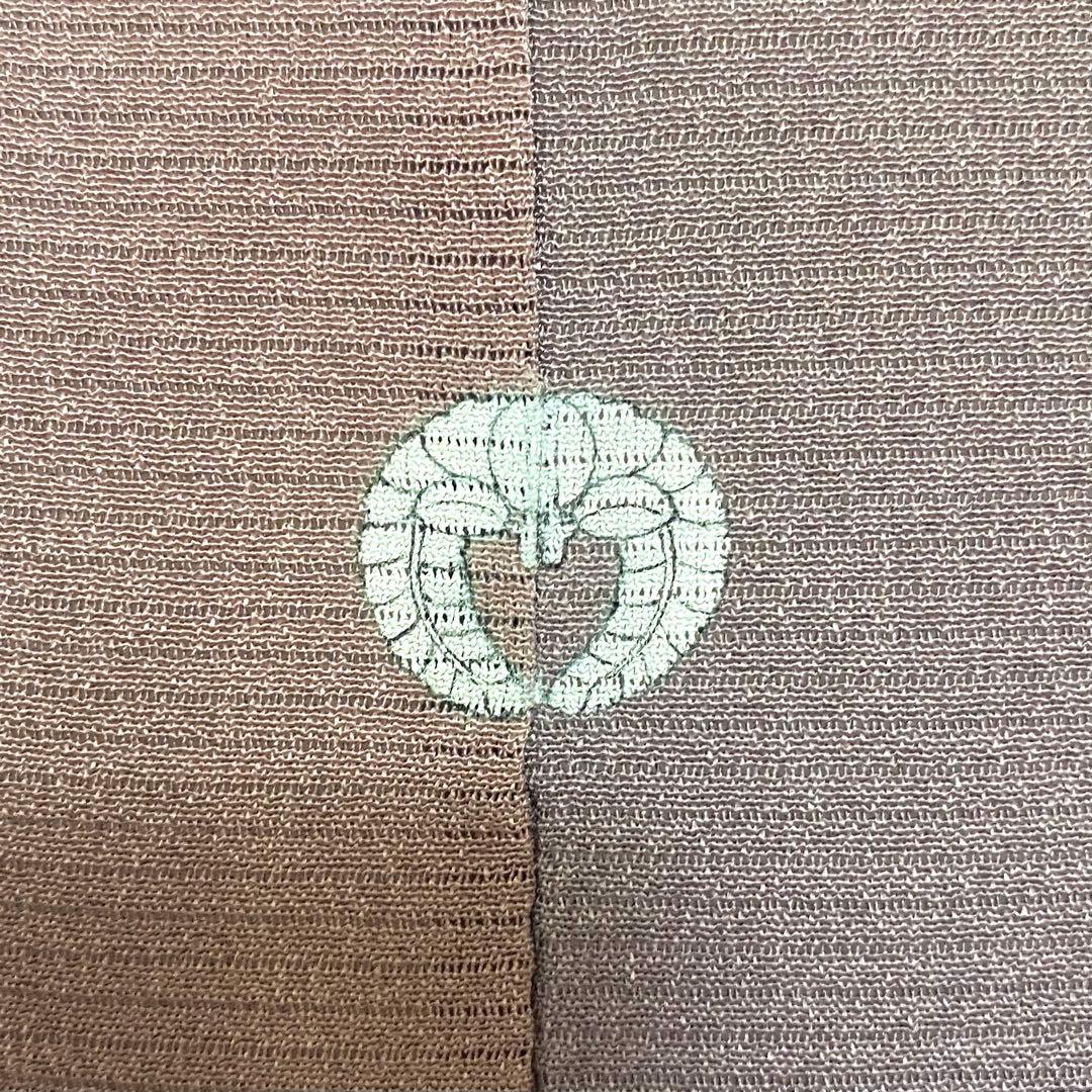 5k881 着物　正絹　夏物　薄物　絽　小紋　一つ紋　家紋　ぼかし　紫　無地