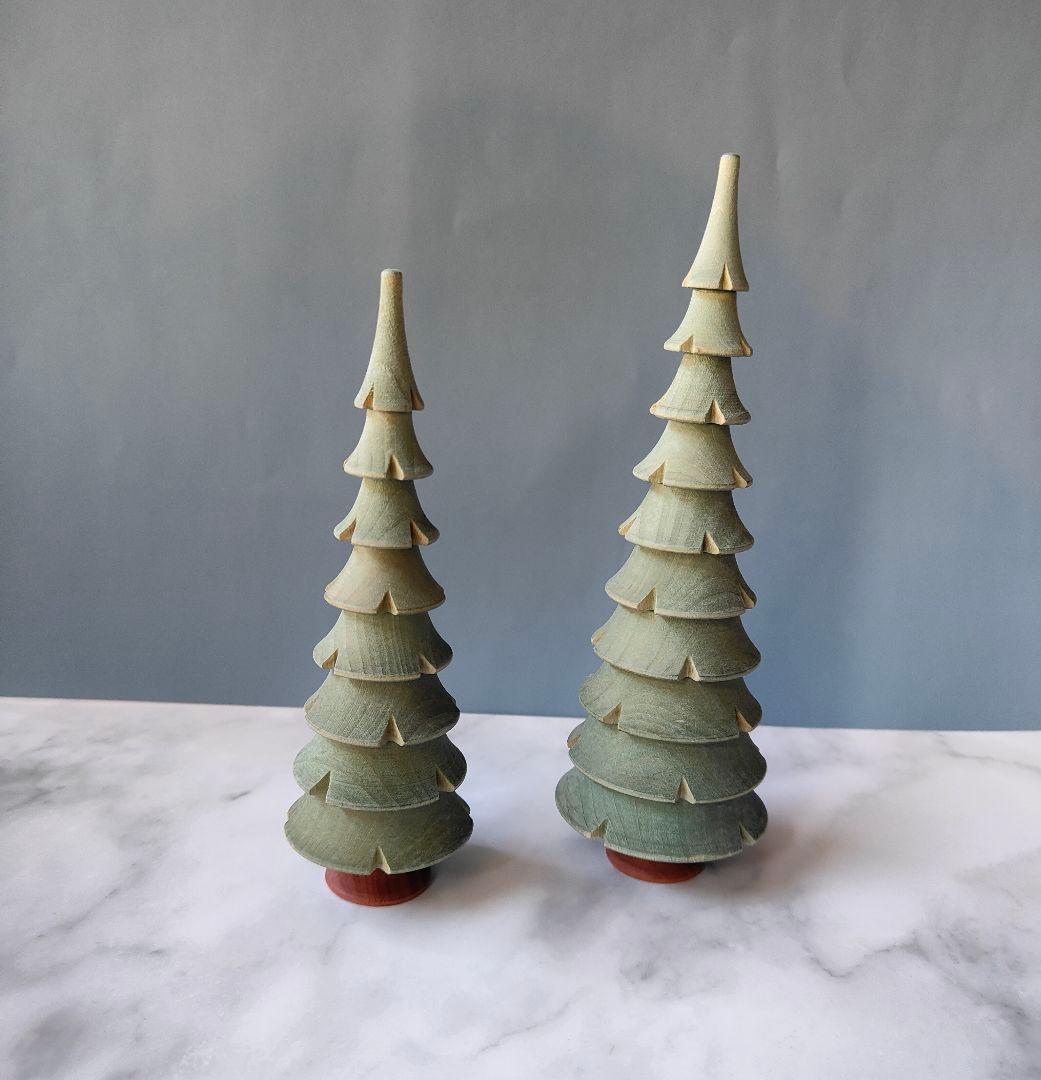 ドイツ エルツ地方 木製ツリー 大小2個セット