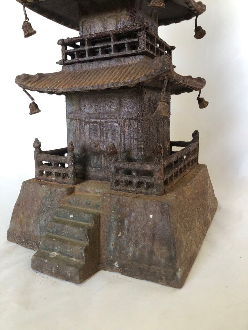 錆あり 昭和レトロ 五重の塔 置物 鉄製 ヴィンテージ アンティーク