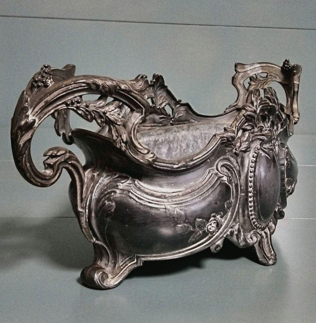 フランスアンティーク　シルバープレート　ジャルディニエール　 薔薇　ヤドリギ