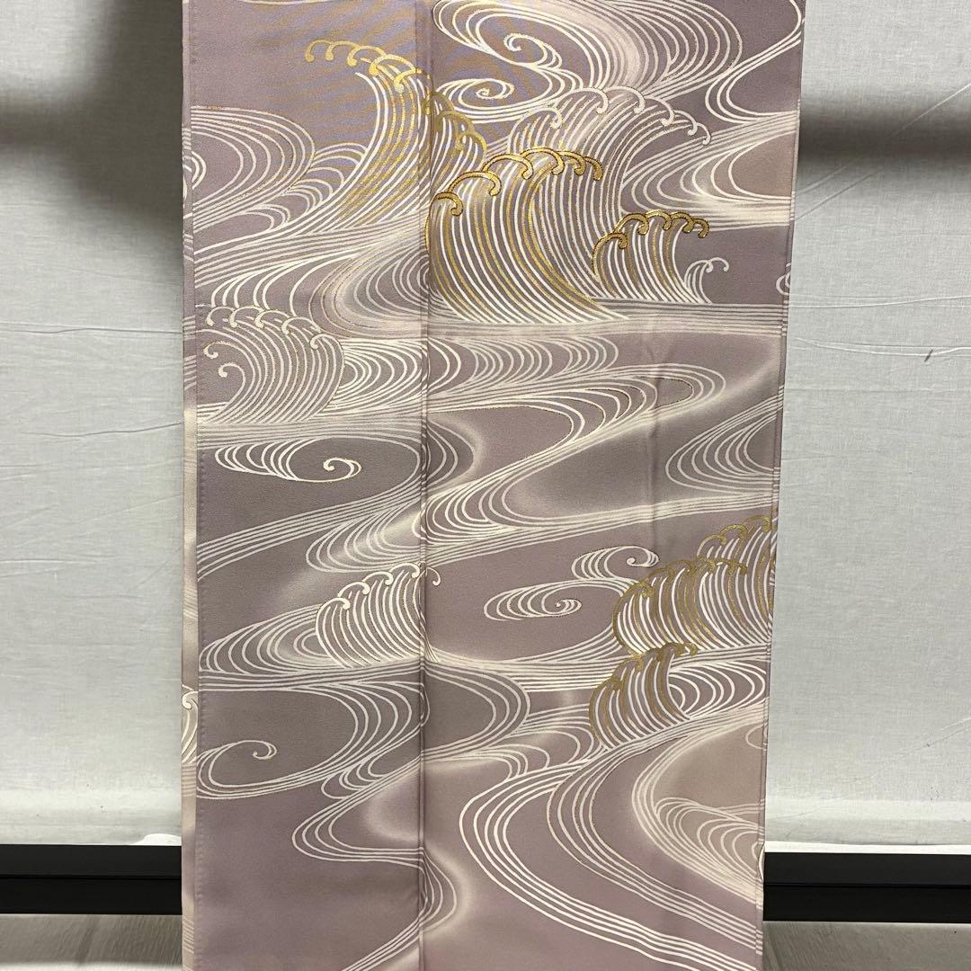 D139 訪問着　荒波　流水　金駒刺繍　落款入　正絹　着物　袷　極美品