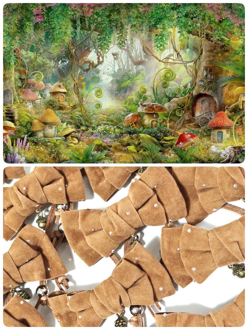 業務用トリミンチョーカー　秋色リボン　70個　11月どんぐり松ぼっくりチャーム