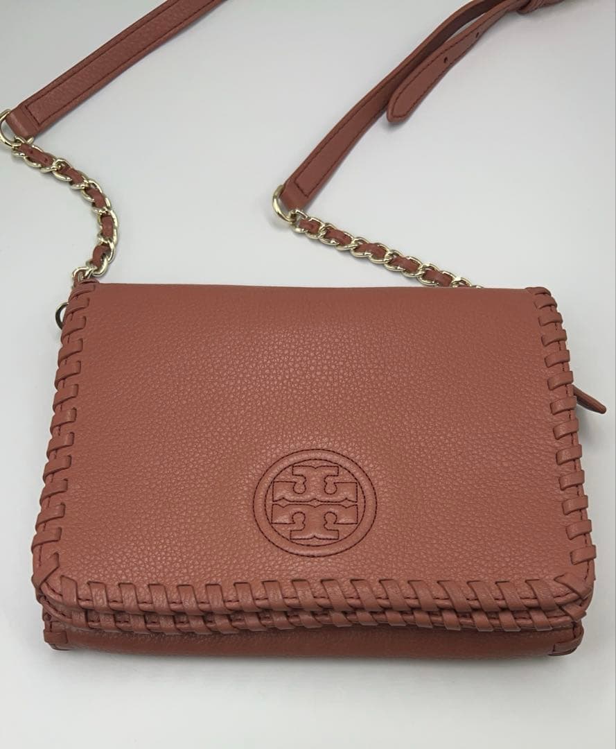 極美品✨TORY BURCHチェーンショルダー　マリオン　ピンク系