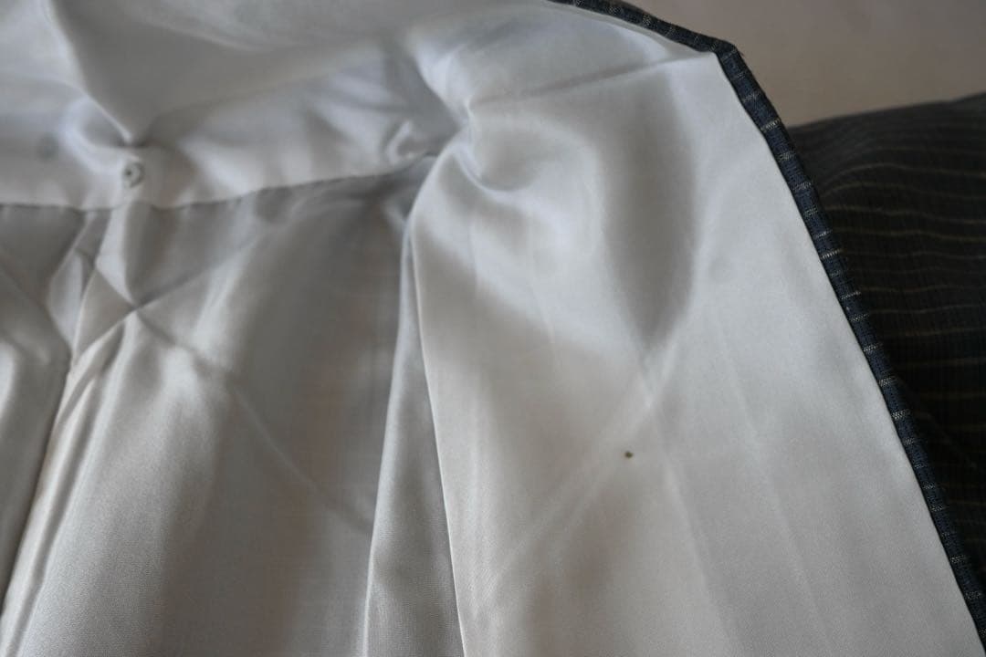 デニムライクな 浅いブルーの紬