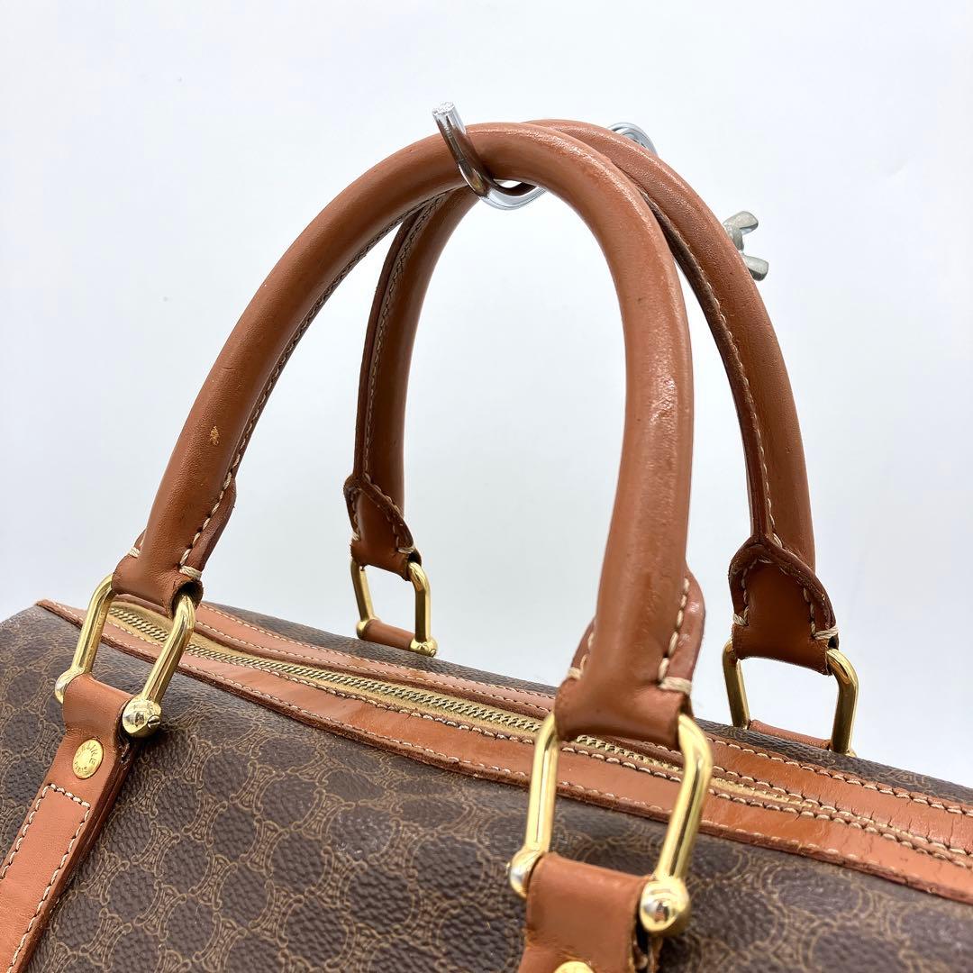 【CELINE】ミニボストンバッグ　ハンドバッグ　マカダム柄　ゴールド金具