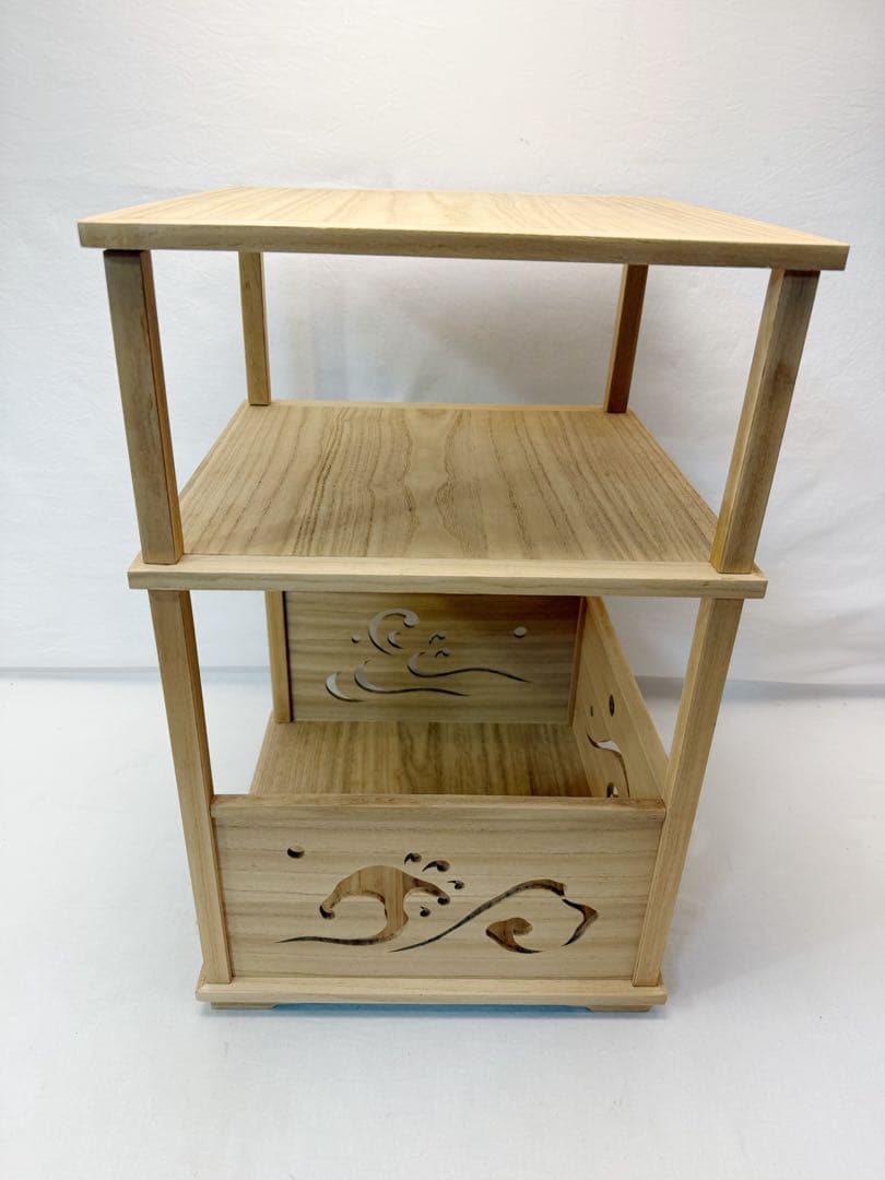 茶道具 淡々斎好 荒磯棚 桐木地 四本柱 波頭透し 組立式 元箱