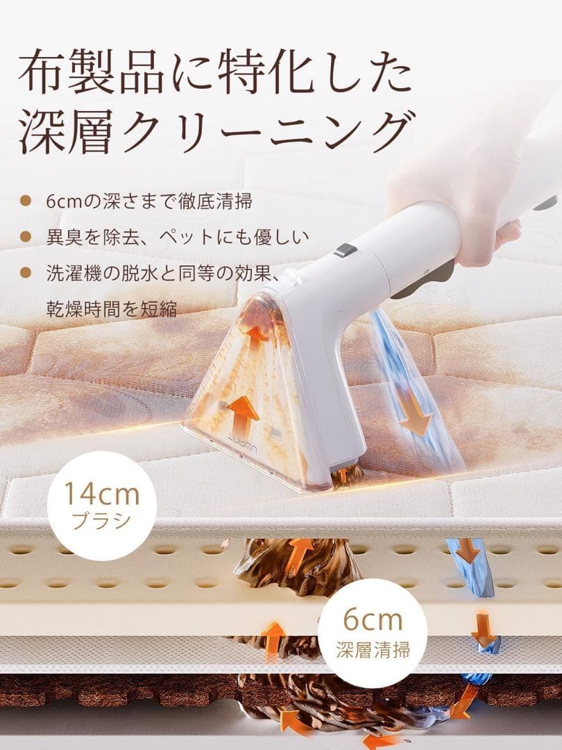 リンサークリーナー 12KPa 強力吸引力 カーペットクリーナー 大容量