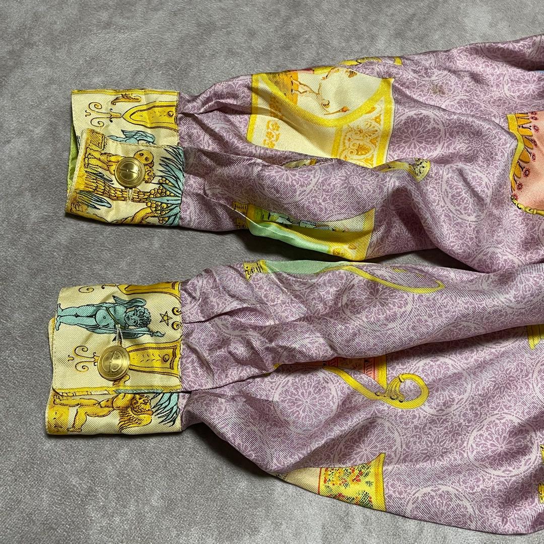 希少　グッチ　GUCCI （40） マグカップ柄シャツ　総柄　シルク100%