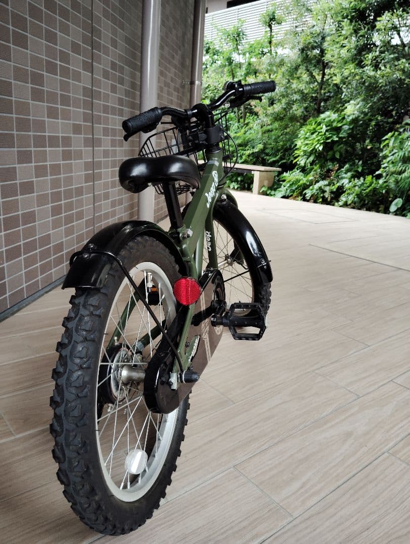 Jeep 子供用自転車 オリーブグリーン 18インチ カゴ付き　引き取り可能