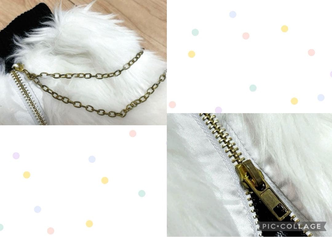 GOLDS♡チェーン付き♡ファー♡レッグカバー♡ZIP♡総レース♡白×黒