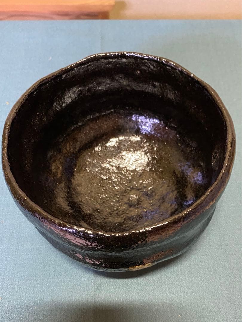 【本日限定】茶道具/黒茶碗　小川長楽 『黒 松声』 鵬雲斎書付 共箱