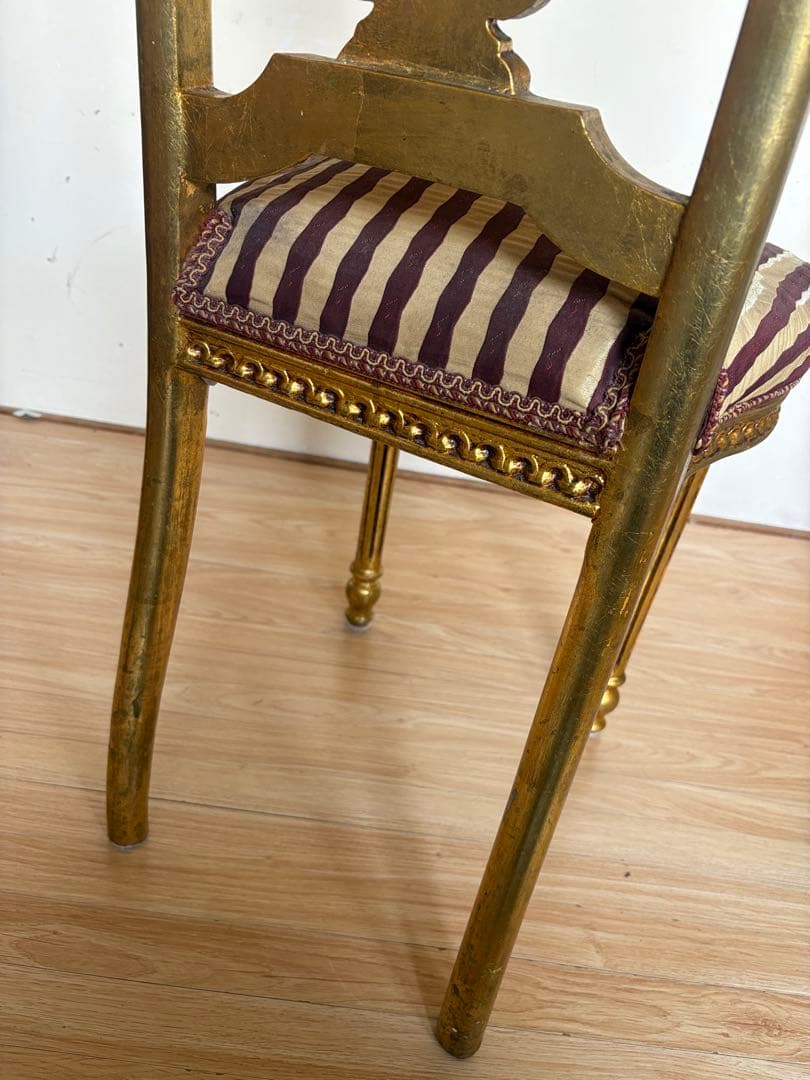 アンティークチェア　サロンチェア　ダイニングチェア　ゴールド　当時物　ヨーロッパ