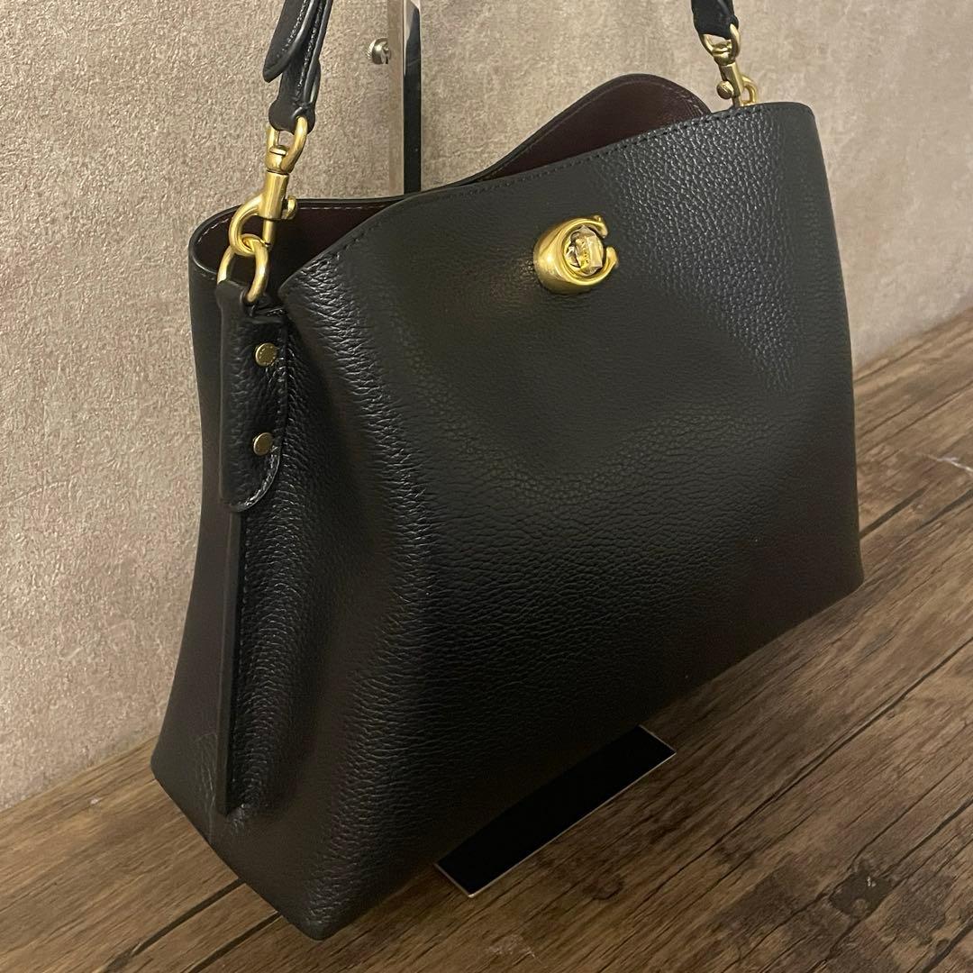 COACH ウィロウ ショルダーバッグ 2way ターンロック ブラック レザー