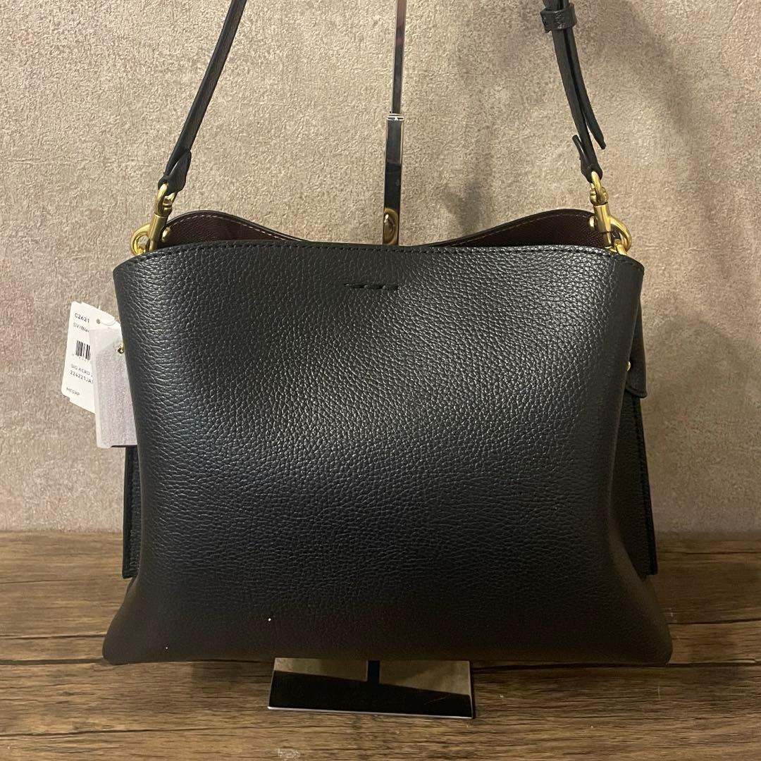 COACH ウィロウ ショルダーバッグ 2way ターンロック ブラック レザー