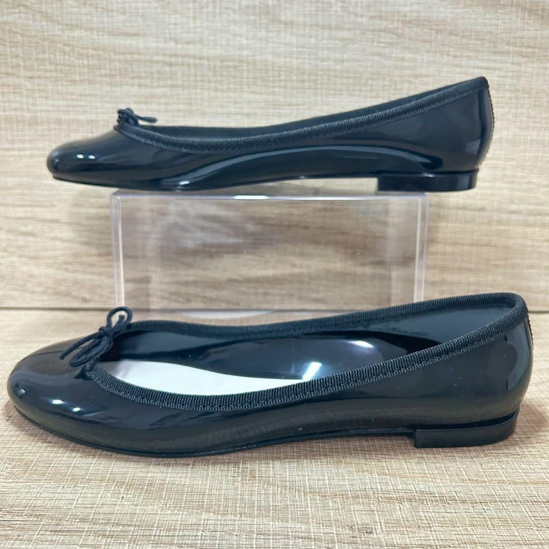 【箱付 極美品】repetto サンドリオン ブラック エナメル ゴム底 定番