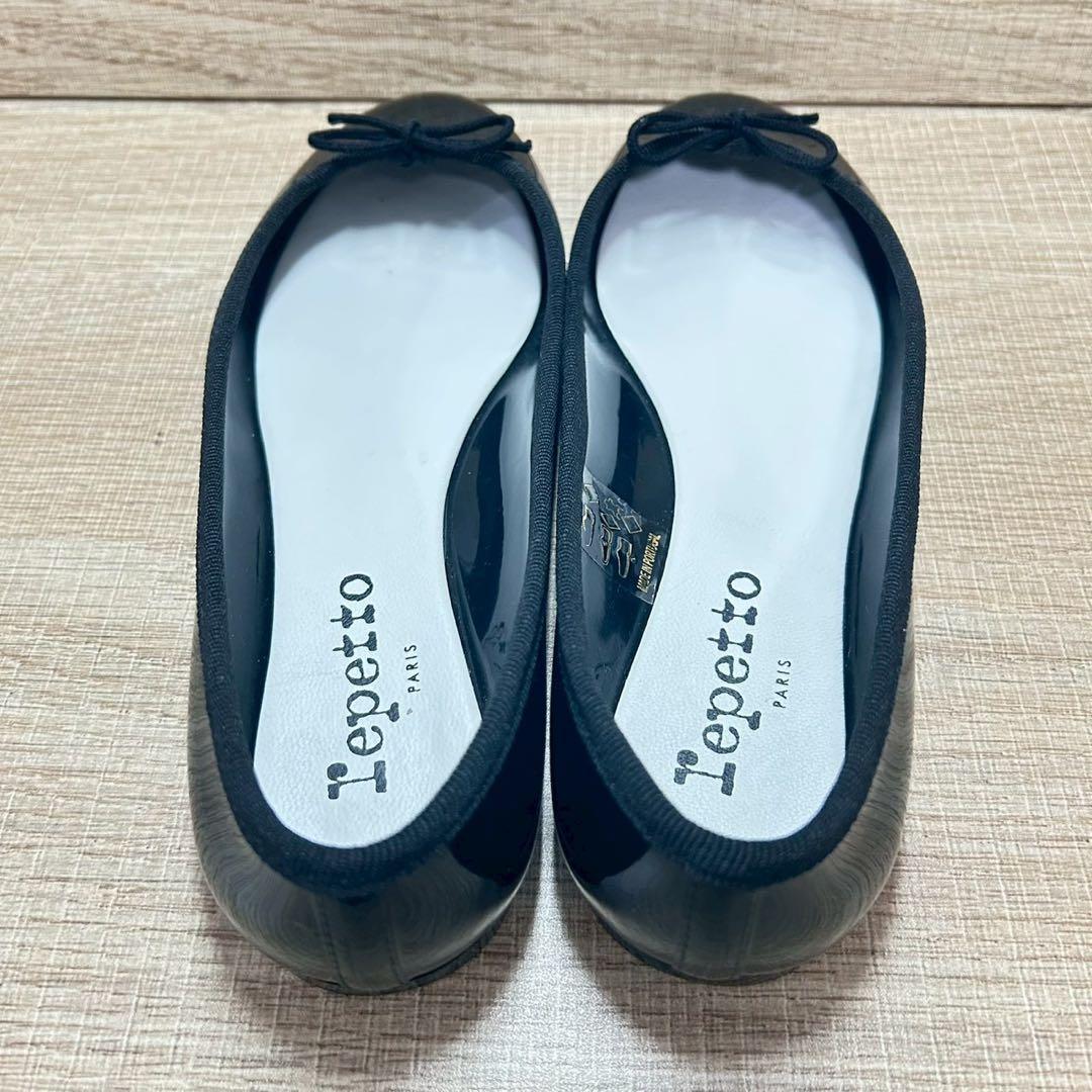 【箱付 極美品】repetto サンドリオン ブラック エナメル ゴム底 定番