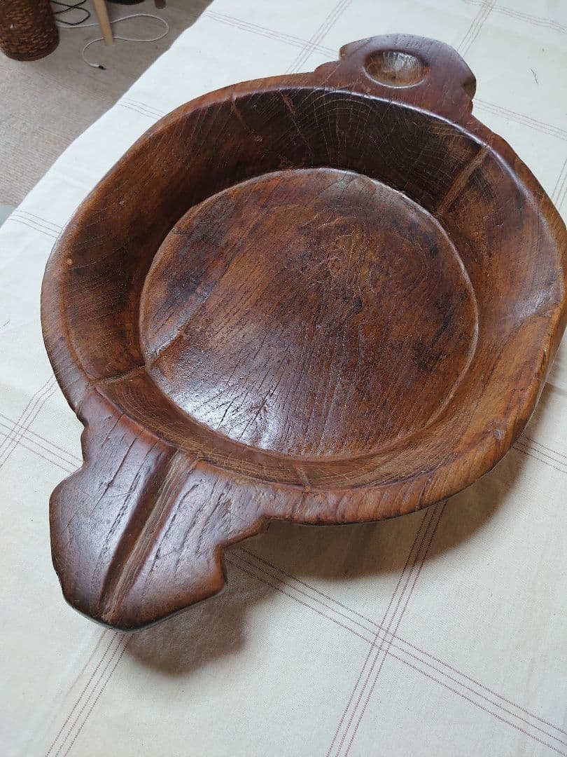 木製 くり抜き　チーク　ボウル　ディスプレイ　インテリア　大鉢