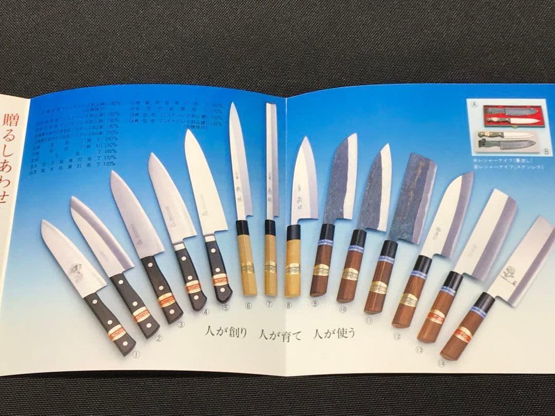 【経年保管品】三条　廣朋　HIROTOMO 出刃包丁　角型黒打包丁