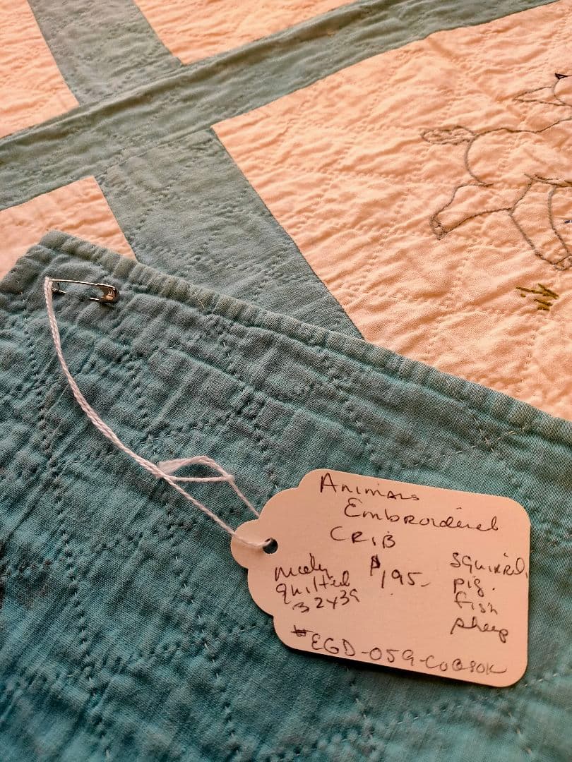 アンティーク キルト USA 動物刺繍