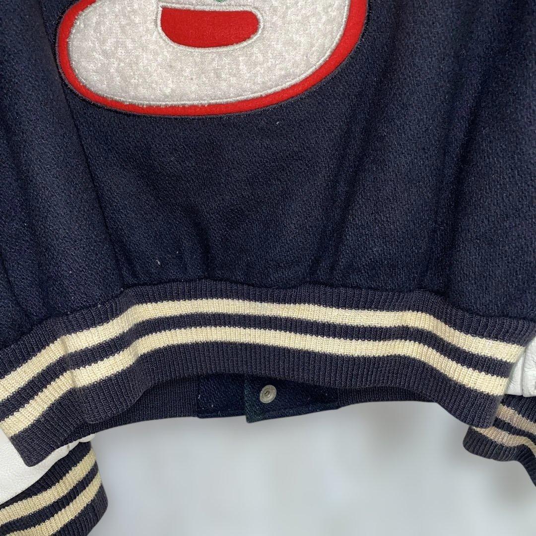 90s ゴールデンベア Golden Bear 袖レザー　スタジャン　M