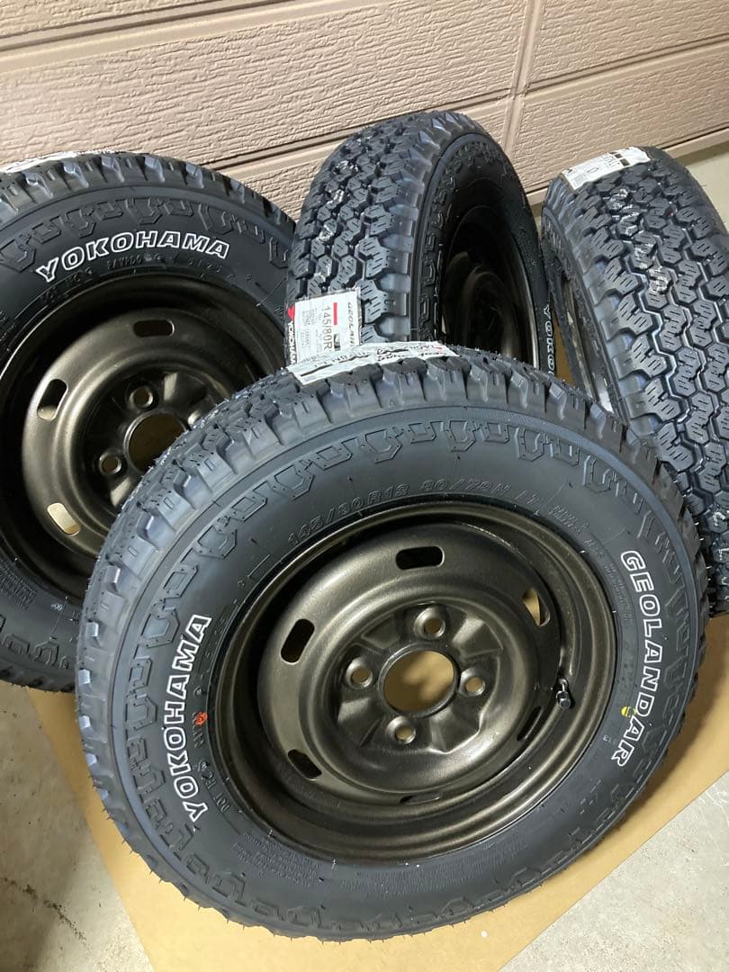 145/80r12 送料込み ゴツゴツタイヤ オールシーズン4本ホイールセット