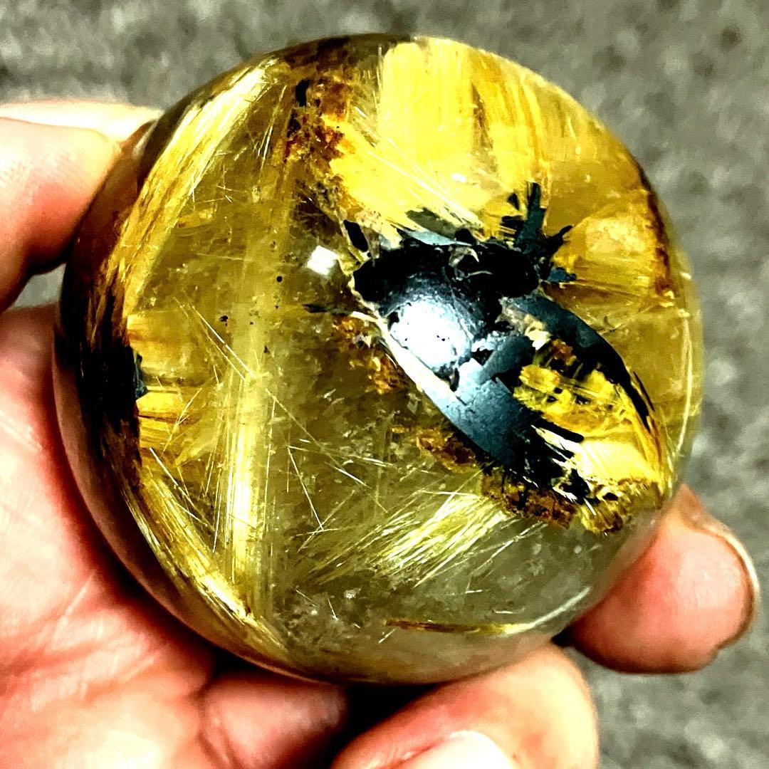 超絶綺麗✨48mm ゴールドタイチンルチルクォーツ　丸玉　スフィア　金針水晶