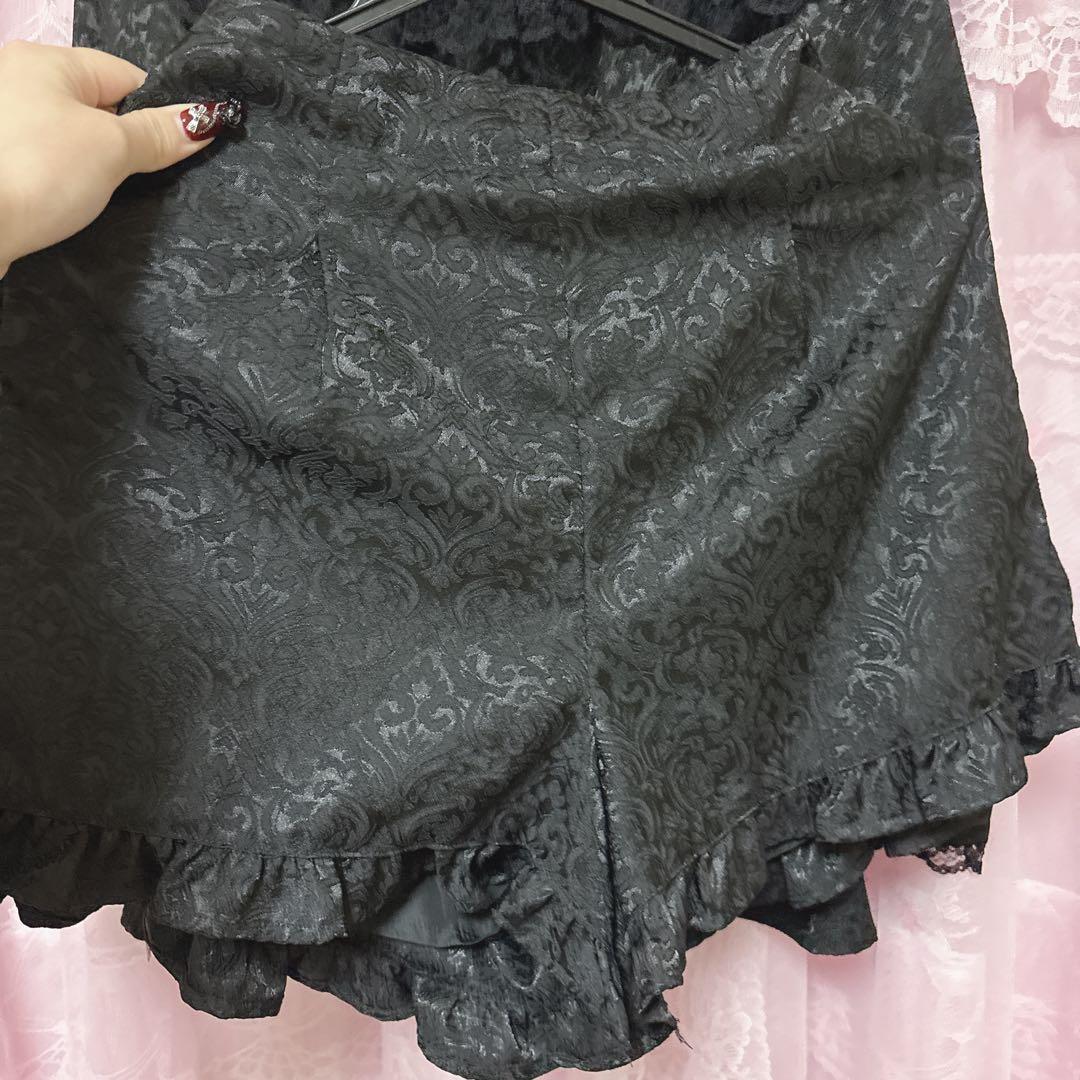 NOEMIE ローズ刺繍レースアップセットアップ ブラック 地雷 ゴシック