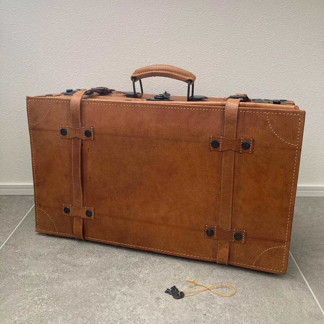 ヴィンテージ レザー トランクケース トランクバッグ レトロ雑貨 古道具 鍵付き