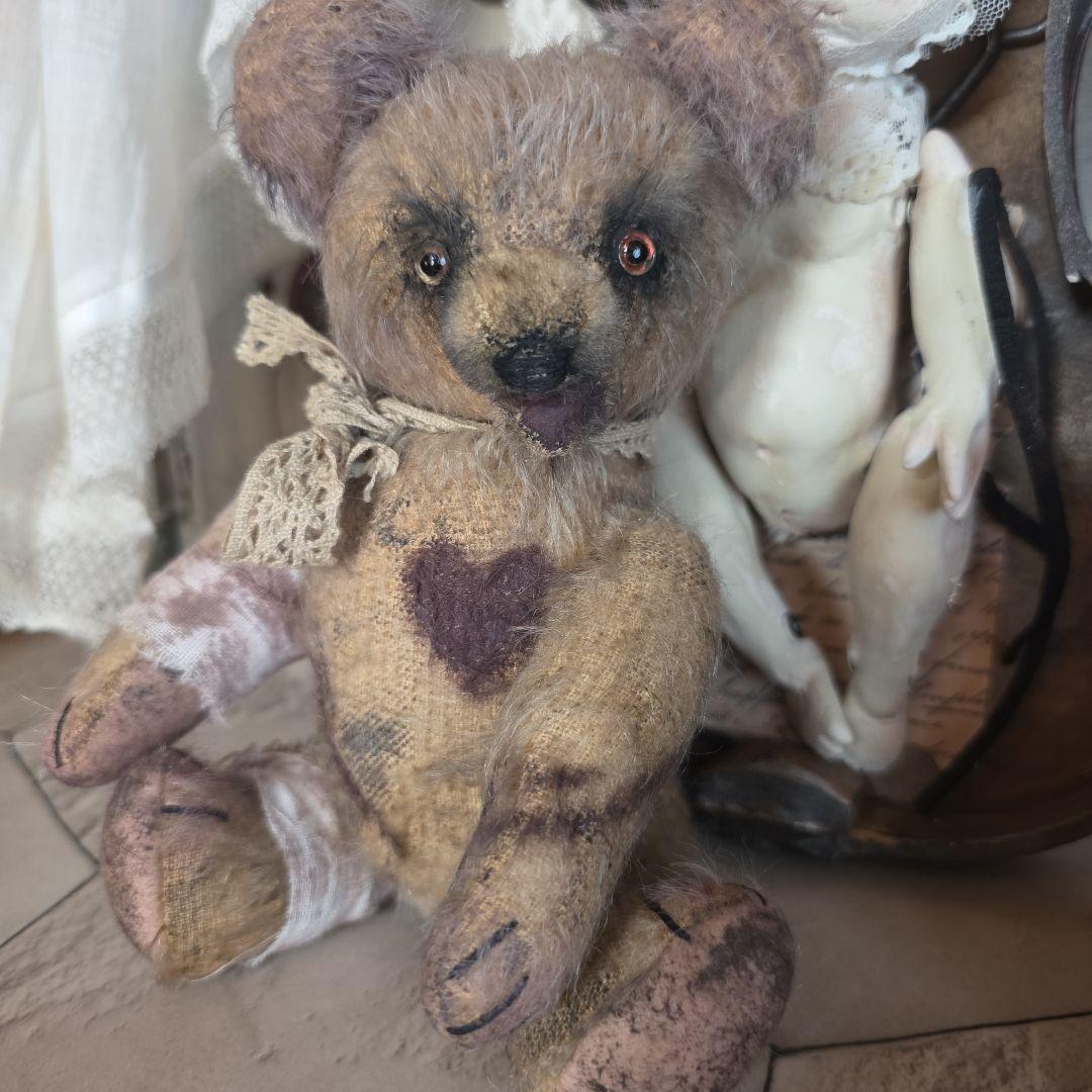 フランス　アンティークテディベア　ダーク　退廃的　シャビー　ブロカント