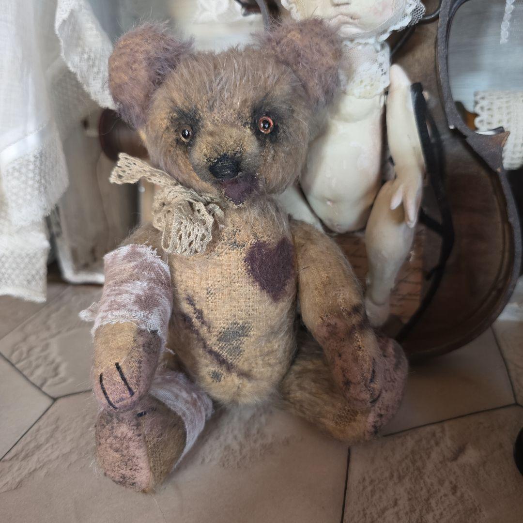 フランス　アンティークテディベア　ダーク　退廃的　シャビー　ブロカント