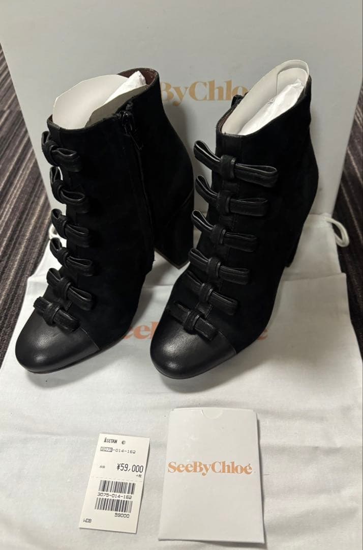 新品未使用　シーバイクロエ　ショートブーツ　サイズ35 22.5cm スウェード