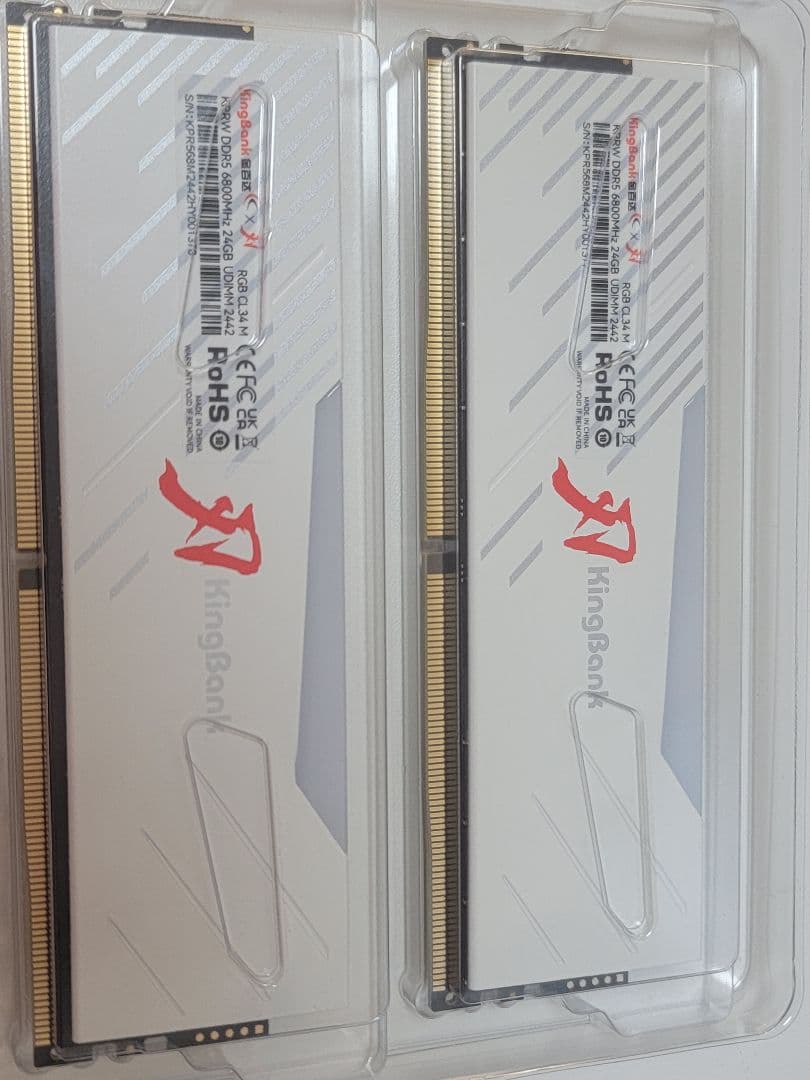 KingBank DDR5 48GB (2x24GB)6800MHz 白　未使用