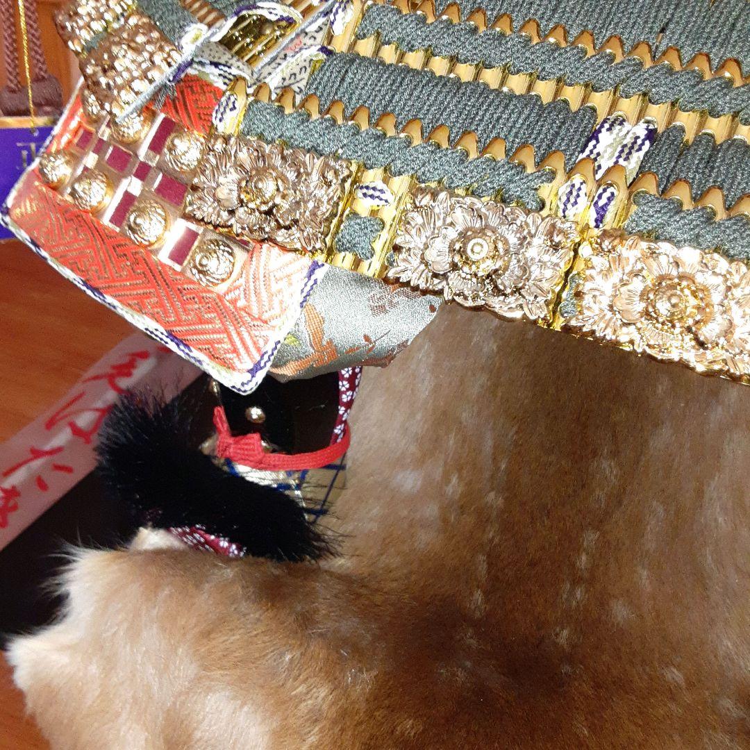 紫峰作 鎧着武者人形 子供大将飾 五月人形 12号 彫金仕上　箱付