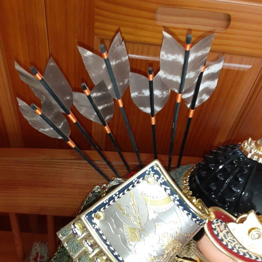 紫峰作 鎧着武者人形 子供大将飾 五月人形 12号 彫金仕上　箱付